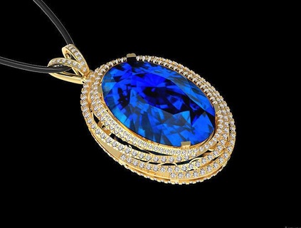 pendant pendant gold silver big stone sapphire cabochon citrine amethyst quartz oval aquamarine necklace jewellery diamond jewelry pendants gold necklace  3d print model - Mito3D