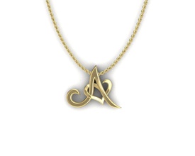 pendant jewelry gold printable initial initials heart alphabet alfabet letter letters necklace light cheap lightpendant font language yellow white pendants 3d print model - Mito3D