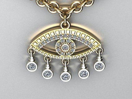 pingente jóias joalheria ouro imprimível prata diamante jóia pingentes pendentes 3djewelry 3dpendant joias diamantes olho 3deye joia 3d print model - Mito3D