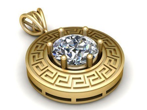 pendant greek diamond gold jewel jewellery jewelry gem stone pendants 3d print model - Mito3D