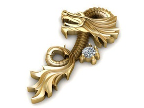 pendentif bijoux or joyau gem pierre pendentifs de dragon 3d print model - Mito3D