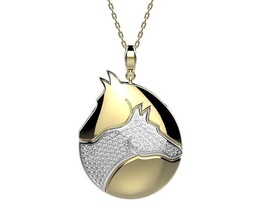 pendant jewelry gold engagement ruby sapphire emerald diamond design brilliant round setting gem printable love animals cat dog horse pendants 3d print model - Mito3D