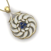 Anhänger Schmuck 3d druckbar Mode Zubehörteil Prototyp entwickeln blauer Saphir blausaphiranhänger Luxus Brillanten golden Gold Halskette Engagement Ring Diamant Kleidung 3d print model - Mito3D