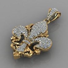ciondolo gioielli oro argento gioiello gemma stampabile disco di platino royal lily ciondoli 3d print model - Mito3D