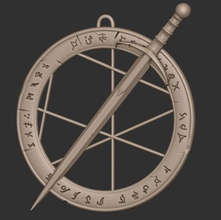 pendant jewelry sword runes symbol round souvenir pendants 3d print model - Mito3D