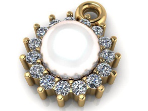 pendant pearl diamond gold jewel jewellery jewelry gem stone pendants 3d print model - Mito3D