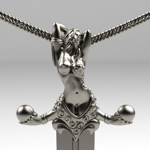 pendentif épée bijoux or argent art acier bague pendentifs 3d print model - Mito3D