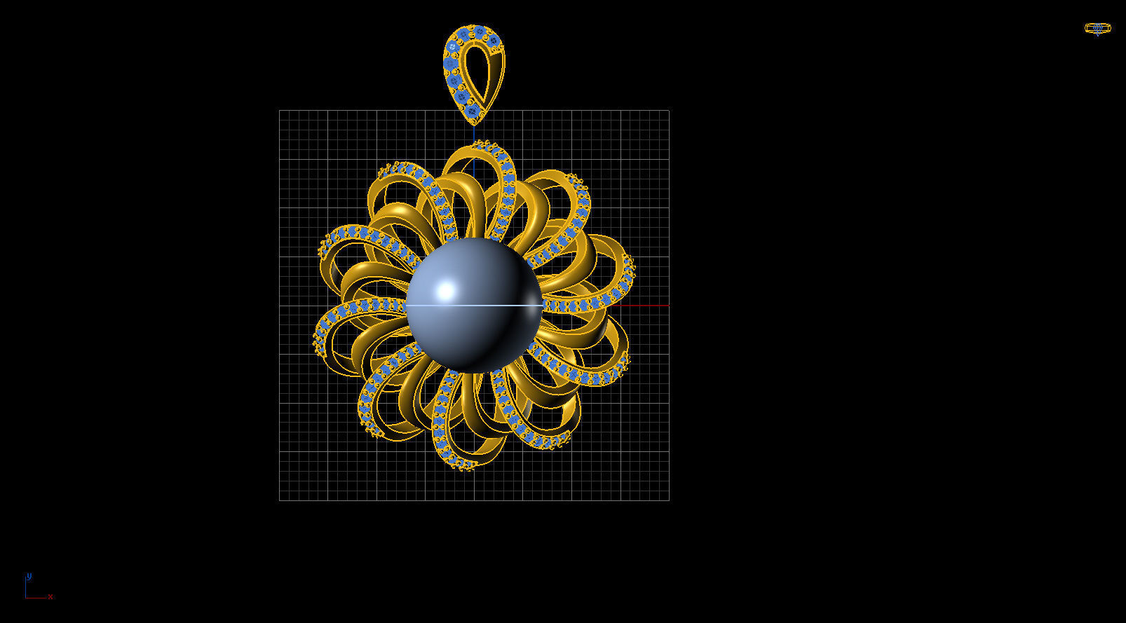 pendentif or bague conception bijoux perdu diamon illustration art balle forme bureau pendentifs 3D print model - Mito3D