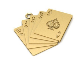 pendant four gold playing cards jewel jewellery jewelry pendants poker 3d print model - Mito3D