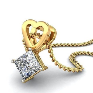 pendant - 030 gold precious brilliant luxury pendants necklace diamond sterling jewelry heart wedding jewellery jewel printable solitaire platinum silver delicate 3d print model - Mito3D