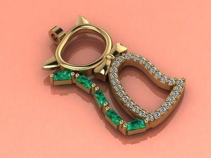 pendentif chat or argent bague mode sterling imprimable bijou bijoux brillant diamant beauté engagement mariage pendentifs 3d print model - Mito3D