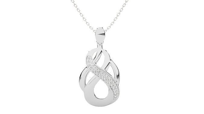 kolye ps044 mücevher yazdırılabilir elmas altın gümüş düğün sterlin beyaz parlak platin değerli takı 3D print model - Mito3D