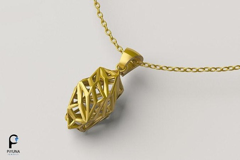 pendant 071 gold jewelry hanging silver printable geometric jewel gem necklace jewellery fashion beauty pendants shape pattern art 3dprint 3dmodel object platinum 3d print model - Mito3D