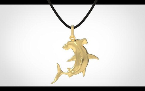 pendant 07 hammer shark gold jewellery ring jewelry jewel necklace fish diamond pendants silver printable rings titanium beautiful style hollow 3d print model - Mito3D