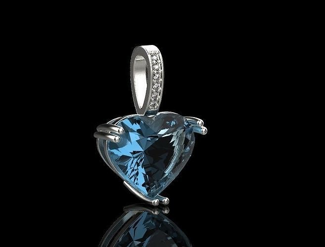Anhänger 10349 Herz Halskette Gold Silber Diamant Hochzeit Engagement Juwel Luxus Schmuck druckbar Ring Sterling 3D print model - Mito3D