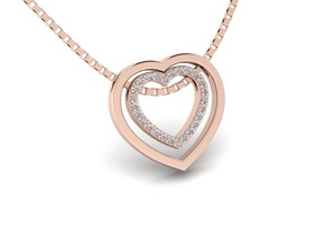 pendant 12 heart gold jewellery jewelry fashion luxury necklaces chain pendants love gem silver valentine double jewel 3d print model - Mito3D