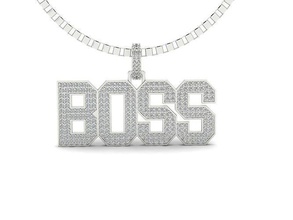 pendant 14 boss gold jewellery jewelry fashion luxury initial initials letters hip hop necklaces letter chain font pendants love money bag gem 3d print model - Mito3D