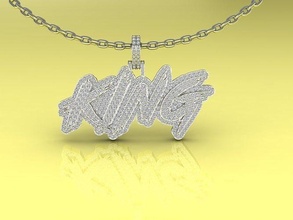 pendant 15 king jewellery jewelry fashion luxury initial initials letters hip hop necklaces letter chain font pendants love money bag boss 3d print model - Mito3D
