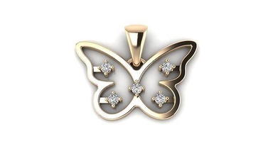 pendentif 16 papillon or bijoux mode luxe colliers chaîne pendentifs l'amour cœur gemme argent double 3d print model - Mito3D