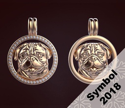 pendant 20 pug dog pendants 2018 symbol gold year jewelry 3d print model - Mito3D