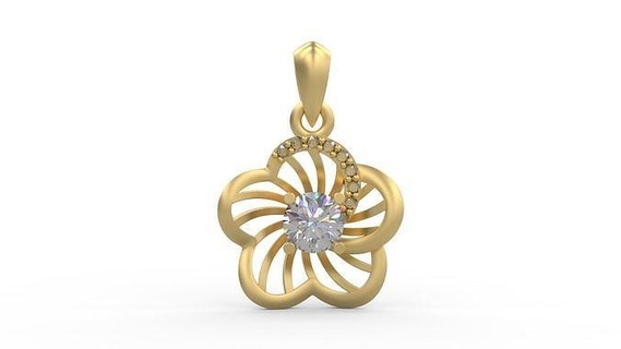 pingente 216 ouro joalheria prata imprimível diamante moda Casamento colar amar flor floral espiral ornamentado pingentes 3d print model - Mito3D