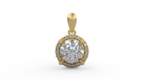 pendant 222 gold jewelry silver printable diamond fashion wedding necklace love round pendants 3d print model - Mito3D