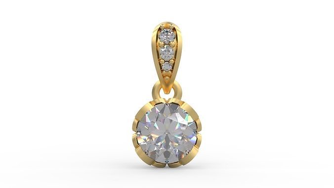 pendant 225 gold jewelry silver printable diamond fashion wedding necklace love round ruby pendants 3D print model - Mito3D