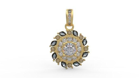 pendant 240 pendant gold jewelry silver printable diamond fashion wedding necklace love halo channel sun flower floral pendants  3d print model - Mito3D