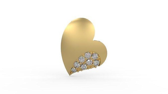colgante pendiente 241 oro joyería joya plata imprimible diamante Moda Boda collar amor pavimentar corazón colgantes 3d print model - Mito3D