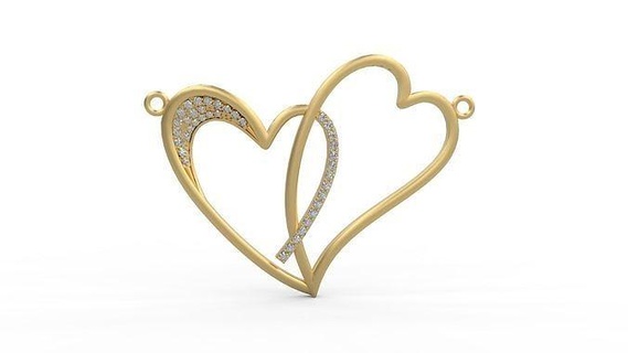 colgante pendiente 242 oro joyería joya plata imprimible diamante Moda Boda collar amor pavimentar corazón colgantes 3d print model - Mito3D