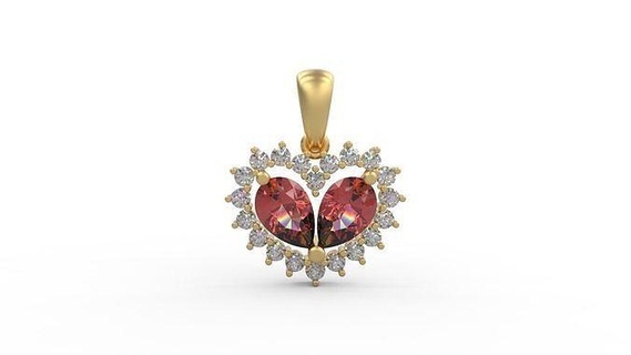 pendant 244 gold jewelry silver printable diamond fashion wedding necklace love heart halo pear ruby sapphire pendants 3d print model - Mito3D
