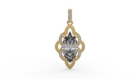 colgante pendiente 245 oro joyería joya plata imprimible diamante Moda Boda collar amor sopa marquesa aureola colgantes 3d print model - Mito3D