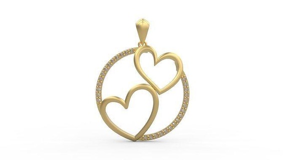 pingente 248 ouro joalheria prata imprimível diamante moda Casamento colar amar coração pingentes 3d print model - Mito3D
