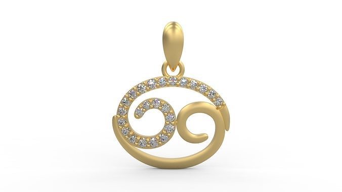 pendant 252 gold jewelry silver printable diamond fashion wedding necklace love zodiac pendants 3D print model - Mito3D