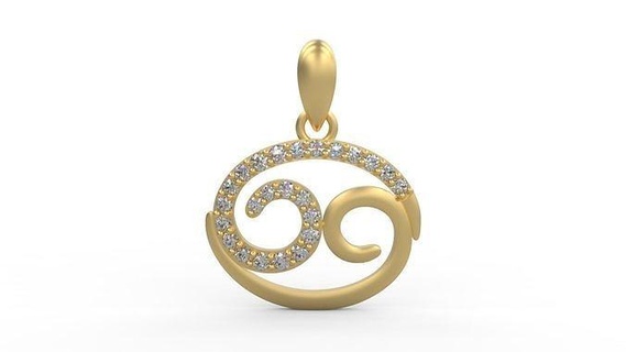 pendant 252 gold jewelry silver printable diamond fashion wedding necklace love zodiac pendants 3d print model - Mito3D