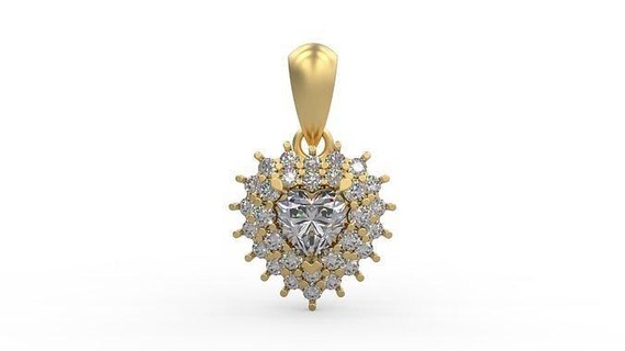 colgante pendiente 253 oro joyería joya plata imprimible diamante Moda Boda collar amor corazón aureola colgantes 3d print model - Mito3D