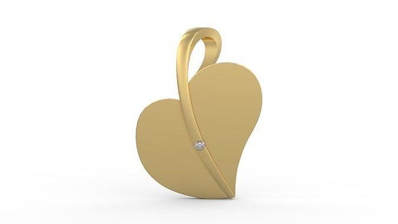 pingente 255 ouro joalheria prata imprimível diamante moda Casamento colar amar coração pingentes 3d print model - Mito3D