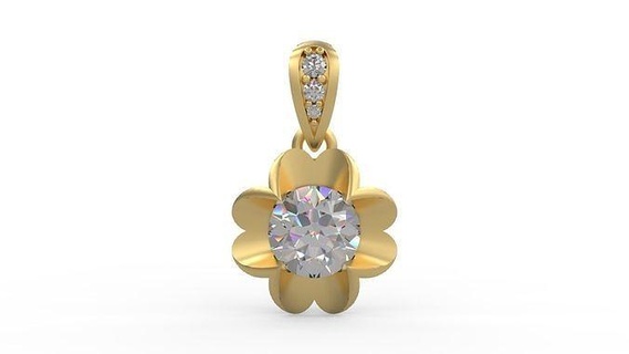 pendant 261 pendant gold jewelry silver printable diamond fashion wedding necklace love flower floral round flush setting pendants  3d print model - Mito3D