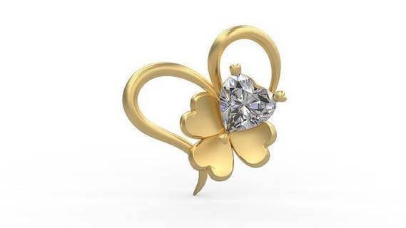 pingente 265 ouro joalheria prata imprimível diamante moda Casamento colar amar coração sorte flor trevo pingentes 3d print model - Mito3D