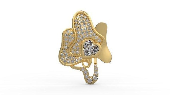 colgante pendiente 266 oro joyería joya plata imprimible diamante Moda Boda collar amor pavimentar corazón colgantes 3d print model - Mito3D