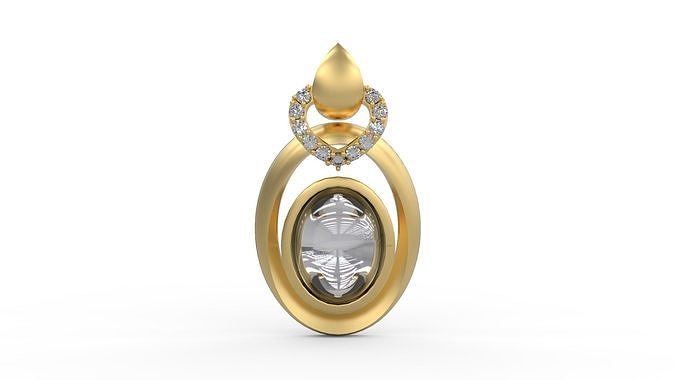 pingente 271 ouro joalheria prata imprimível diamante moda Casamento colar amar caboshon pingentes 3D print model - Mito3D