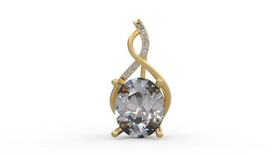 pendant 272 gold jewelry silver printable diamond fashion wedding necklace oval modern gift pendants 3d print model - Mito3D