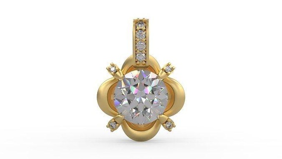 pendant 278 gold jewelry silver printable diamond fashion wedding necklace love flower pendants 3d print model - Mito3D