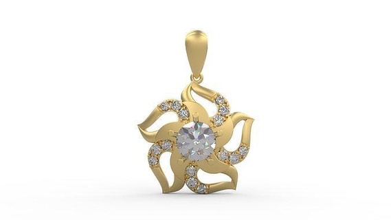 colgante pendiente 280 oro joyería joya plata imprimible diamante Moda Boda collar amor flor floral colgantes 3d print model - Mito3D