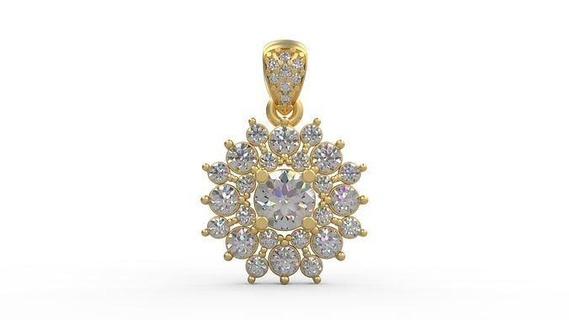 pendant 281 gold jewelry silver printable diamond fashion wedding necklace love halo sun zodiac pendants 3d print model - Mito3D