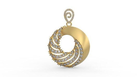 pingente 294 joalheria prata imprimível diamante mulher moda Casamento colar amar espiral pingentes 3d print model - Mito3D