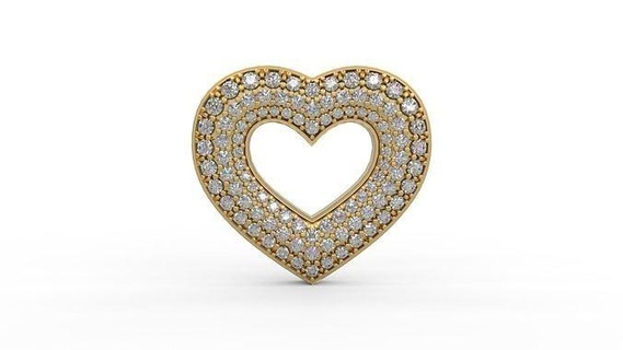 pendant 307 jewelry silver printable diamond woman fashion wedding necklace love halo pave heart pendants 3d print model - Mito3D
