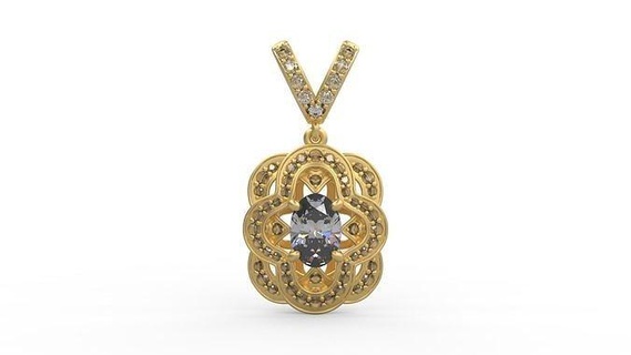 pendentif 311 argent imprimable diamant femme mode mariage saphir Collier l'amour ovale bijoux pendentifs 3d print model - Mito3D