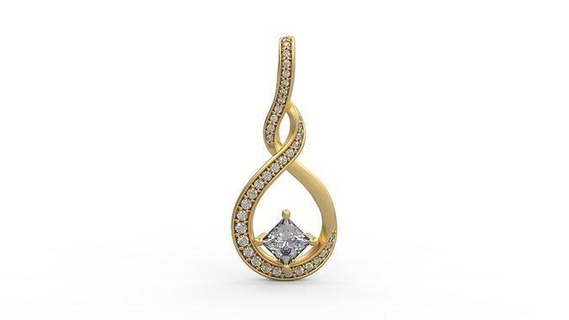 pendentif 312 argent imprimable diamant femme mode mariage saphir Collier l'amour carré nœud bijoux pendentifs 3d print model - Mito3D