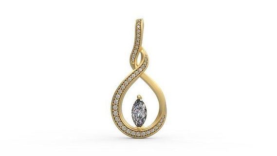 pendentif 313 argent imprimable diamant femme mode mariage saphir Collier l'amour Marquise bijoux pendentifs 3d print model - Mito3D